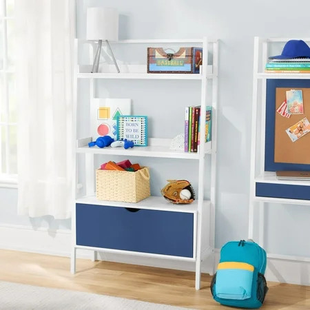 BYO Kids Ladder Bookcase with Drawer, Navy Blue/White | Walmart (US)