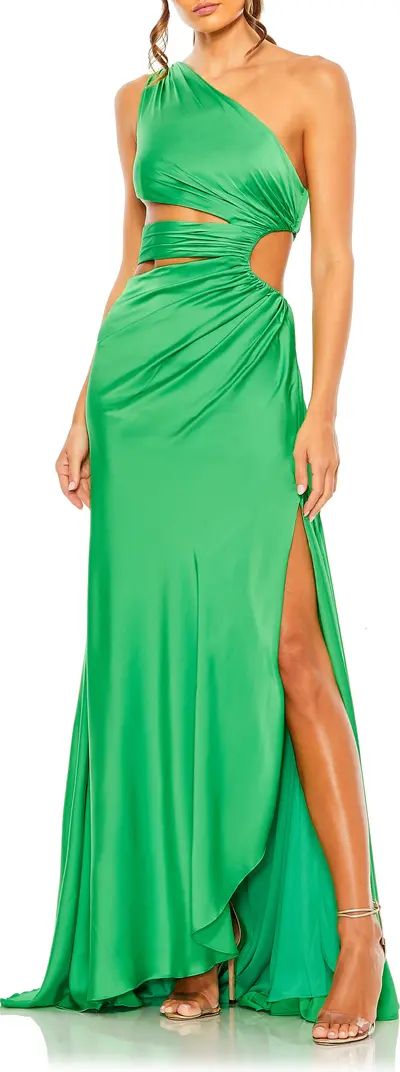 Cutout One-Shoulder Satin Gown | Nordstrom