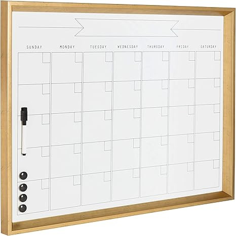 DesignOvation Calter Modern Framed Magnetic Dry Erase Monthly Calendar, Gold | Amazon (US)