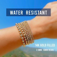 Gold Bead Bracelet Set, Minimalist Jewelry Bracelet, 14K Filled Beaded Stack, Stretch Ball | Etsy (US)