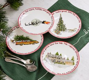 National Lampoon’s Christmas Vacation™ Stoneware Appetizer Plates - Mixed Set of 4 | Pottery Barn CA