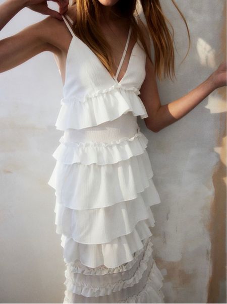 White ruffle midi dress - beach vacation outfit 

#LTKstyletip #LTKSeasonal #LTKfindsunder50