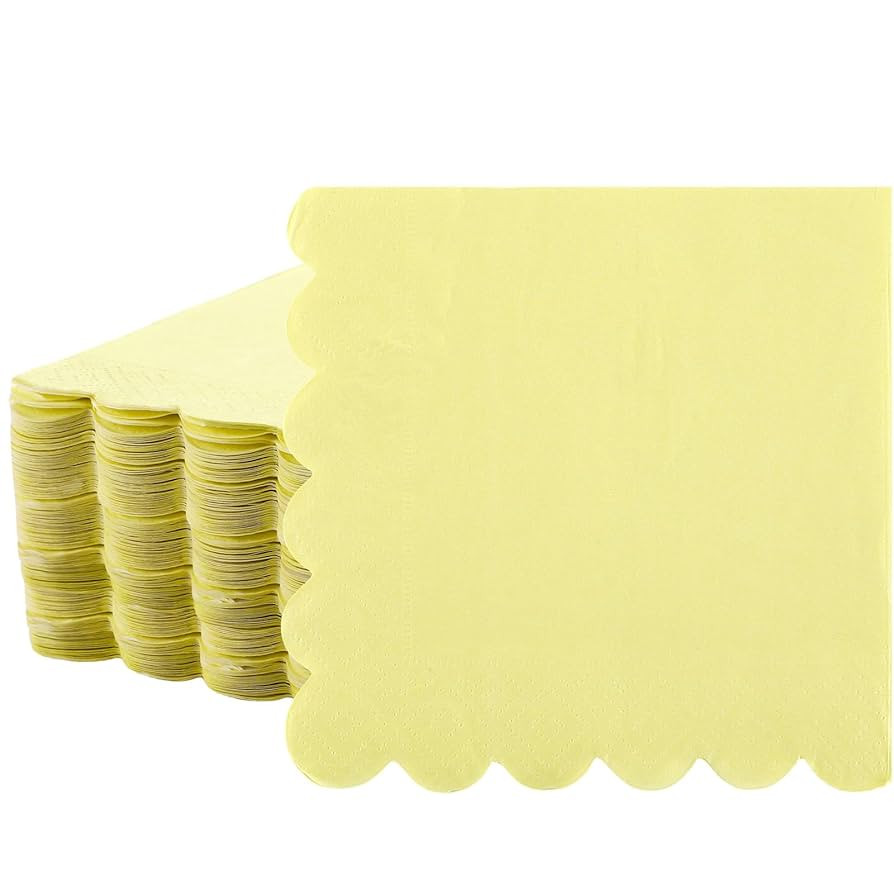 Fuutreo 100 Pcs Scalloped Cocktail Napkins Thick Paper Disposable Party Napkins Beverage Tissue f... | Amazon (US)