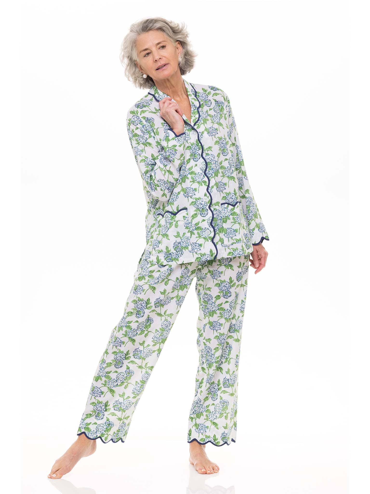 Hydrangea Pajamas with Scalloping | Heidi Carey