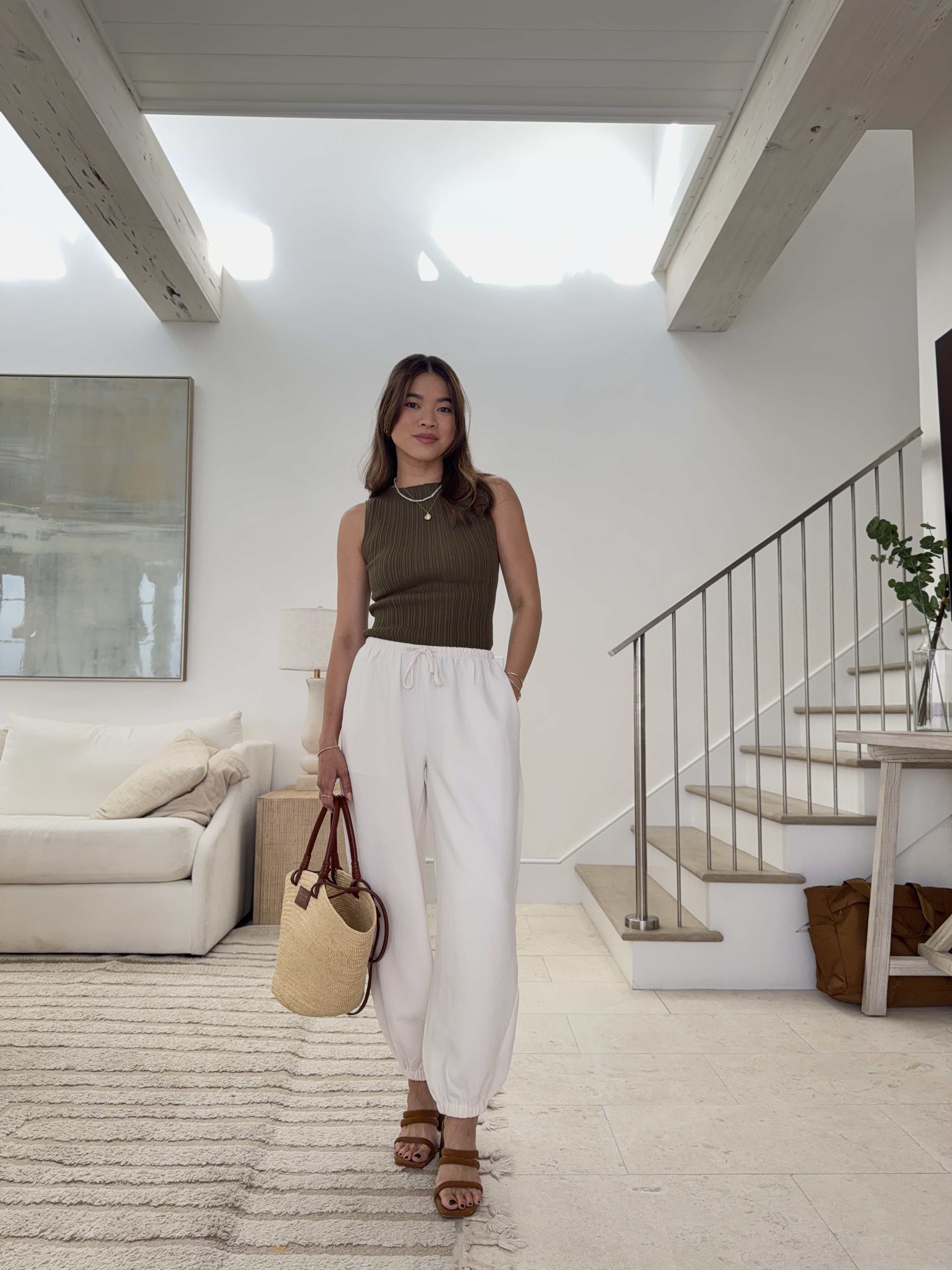 Sizing info:
•Tank size XS
•pants size XXS

petite fashion, get dressed with me, outfit inspiration, ootd, nashville outfit, Nashville influencer, petite style, vacation style, casual outfits, mom style, petite pants, spring outfits, spring outfit info, spring pants, spring outfit idea, spring top, spring bag, spring tank, spring shoes, sweatpants, barrel sweats, barrel sweatpants 
 @Aritzia 
@Quince 

#LTKootd #LTKmomlife #LTKPetite