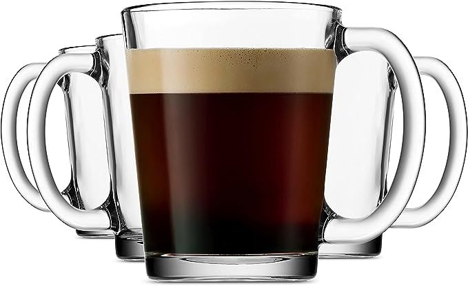Godinger Coffee Mugs, Italian Made Glass Coffee Mug, Hot Beverage Tea Cups - 10oz., Set of 4 | Amazon (US)
