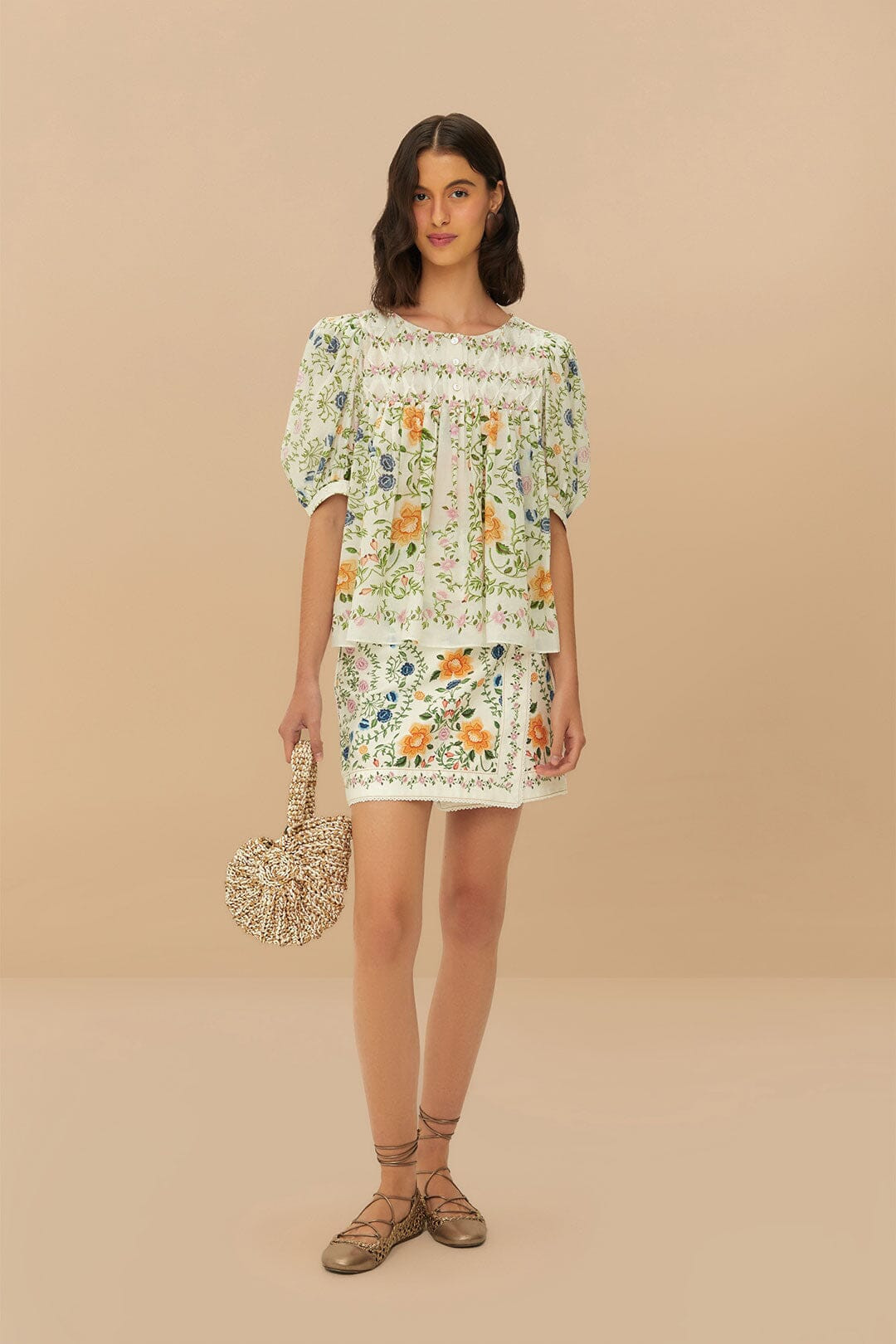 Off-White Folk Floral Mini Skirt | FarmRio (US)