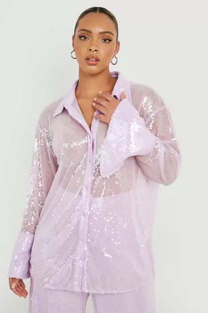 Plus Sequin Deep Cuff Shirt | Boohoo.com (US & CA)
