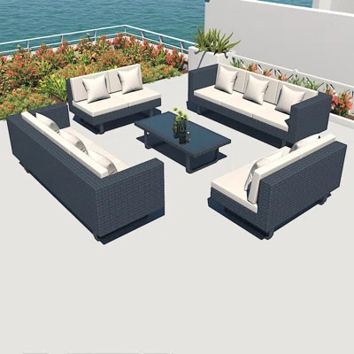 Outdoor Rattan Sofa Courtyard Waterproof Comfortab | Wayfair North America