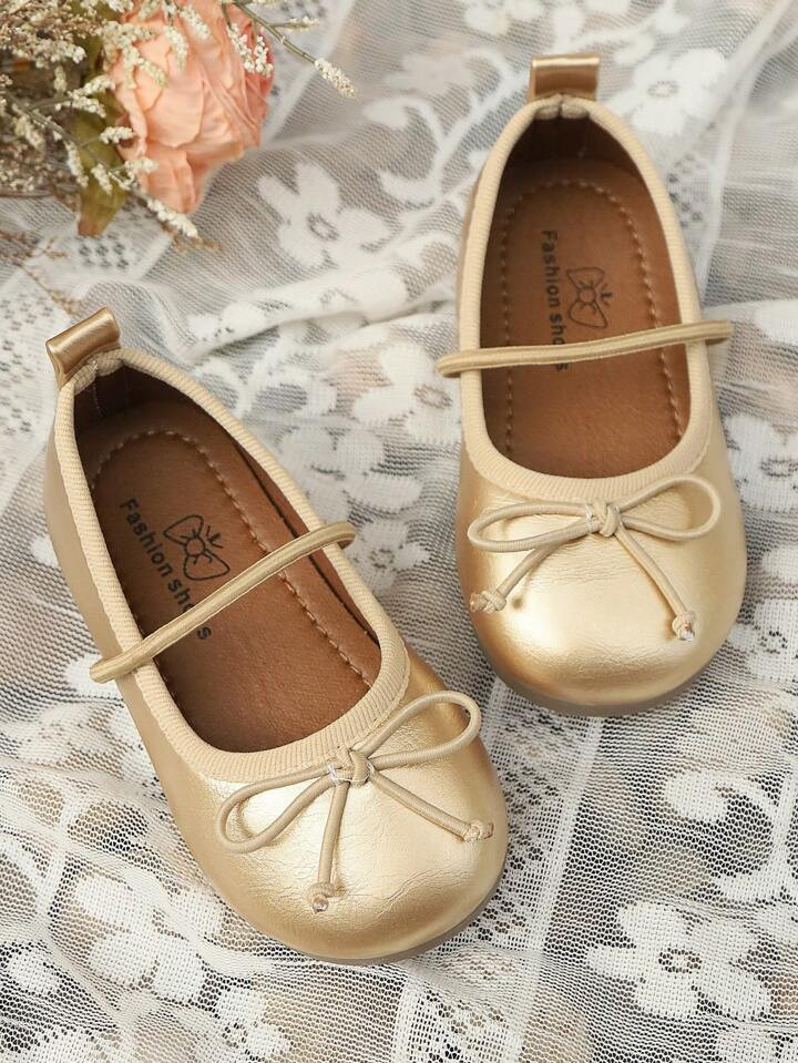 1 Par De Bailarinas De Estilo Princesa Con Lazo, Fondo Antideslizante Y Suave, Simples Y Lindas, Apropiadas Para Que Las Estudiantes Usen En La Escuela En Primavera/Verano | SHEIN