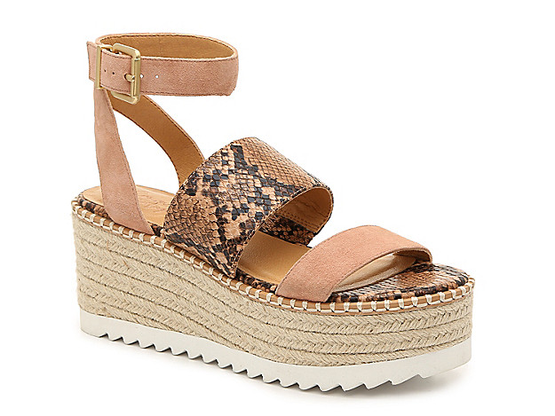 Crown Vintage Daylen Espadrille Wedge Sandal - Women's - Light Pink/Brown Snake Print | DSW