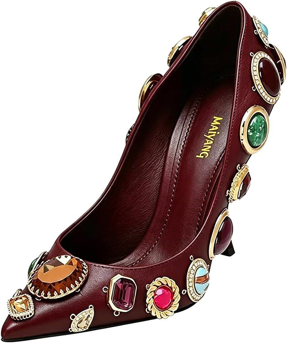 Maiyang Women Pointed Toe Pumps Slip on Thin High Heel Stilettos | Amazon (US)