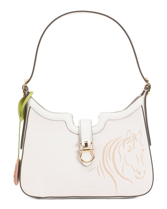Leather Kentucky Derby Medium Zip Top Shoulder Bag | TJ Maxx