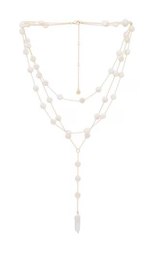 Pearl Coin Layered Lariat Necklace in Pearl | Revolve Clothing (Global)