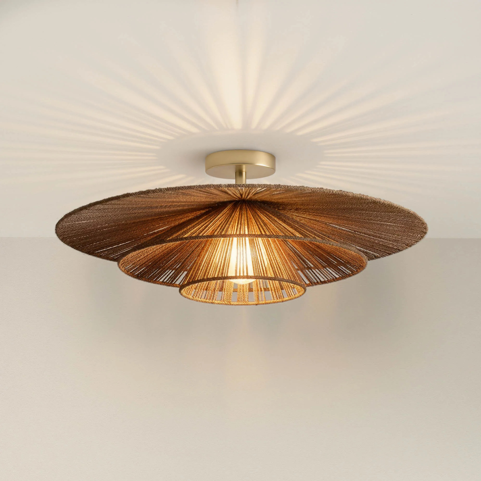 Sammie Tier Rattan Flush Mount Light | Rowabi