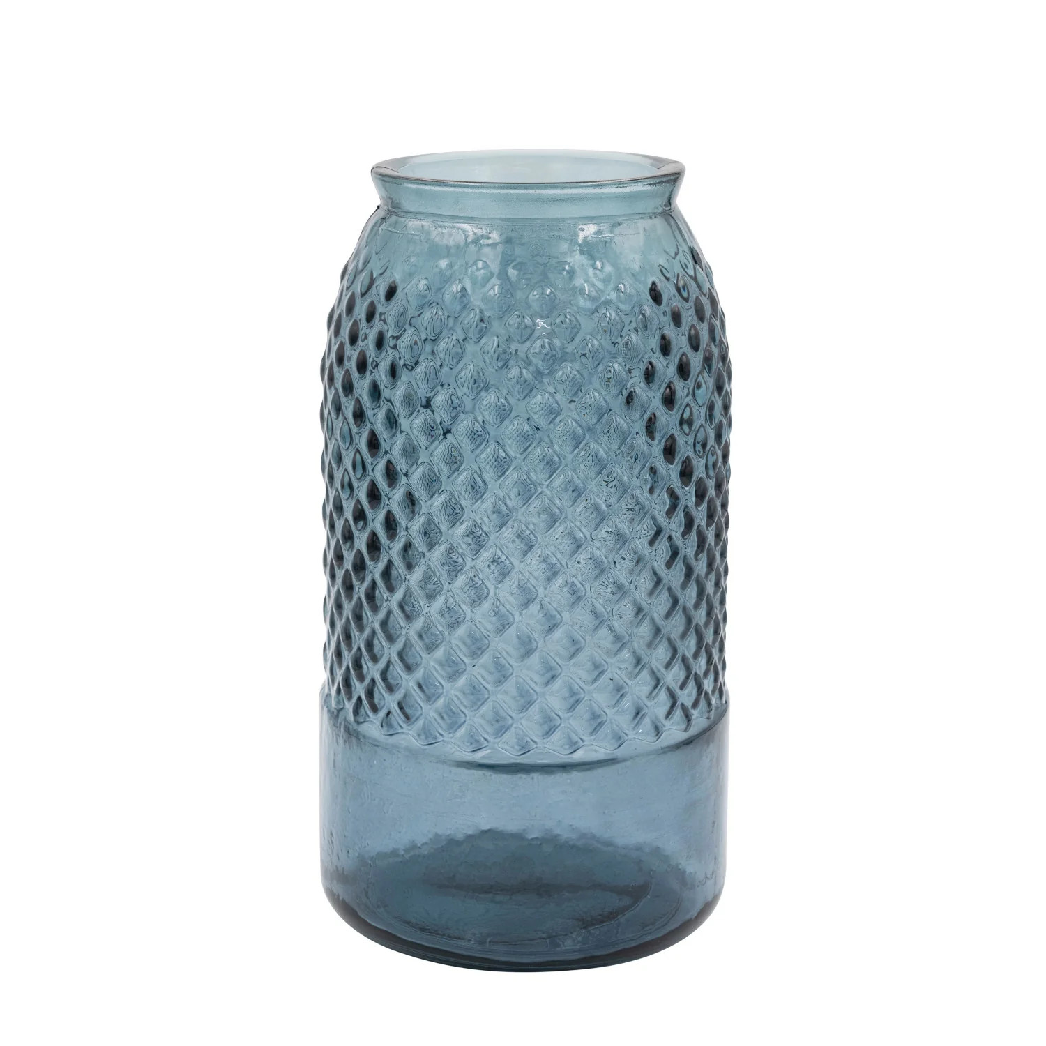 Blue Embossed Glass Vase | Modern Locke