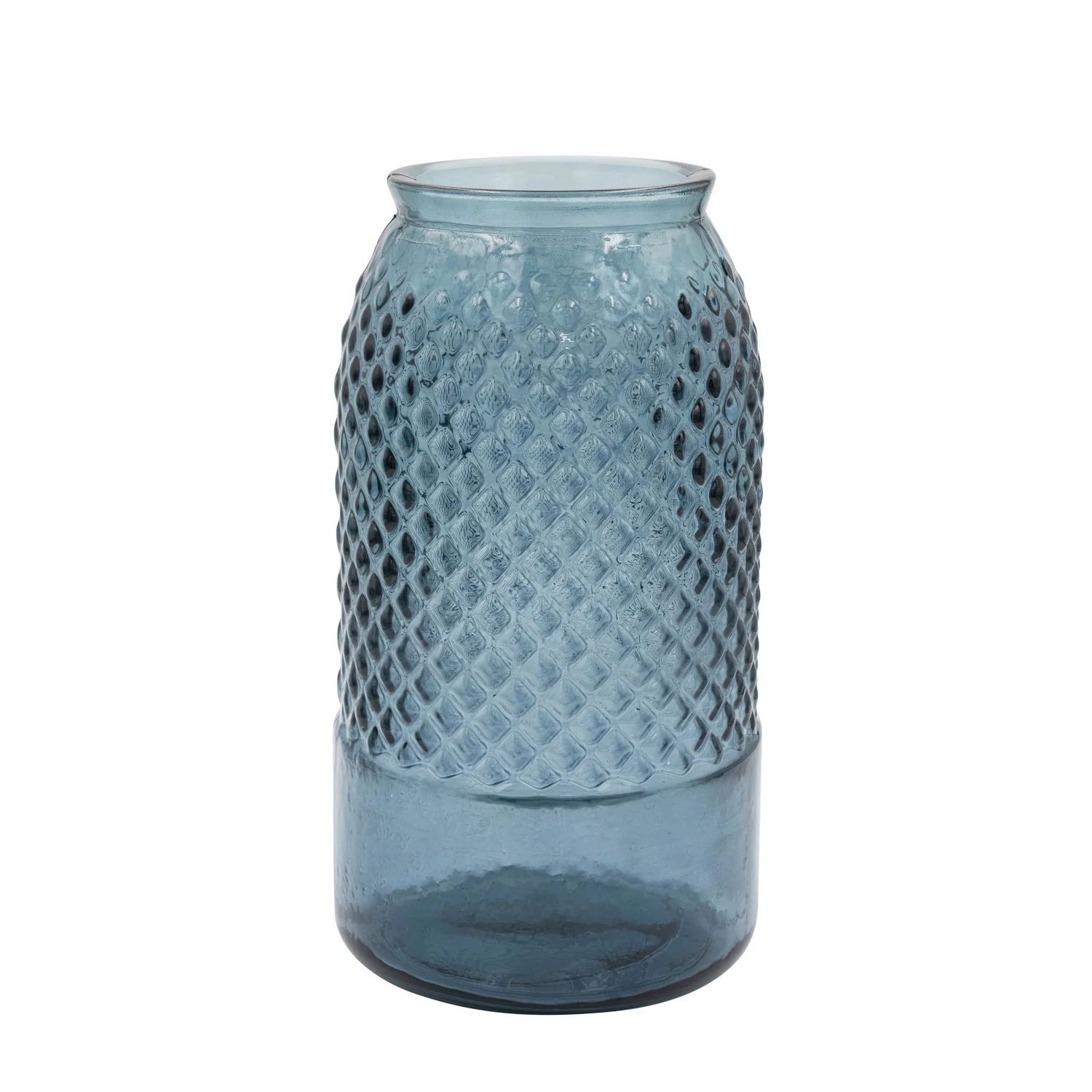 Blue Embossed Glass Vase | Modern Locke