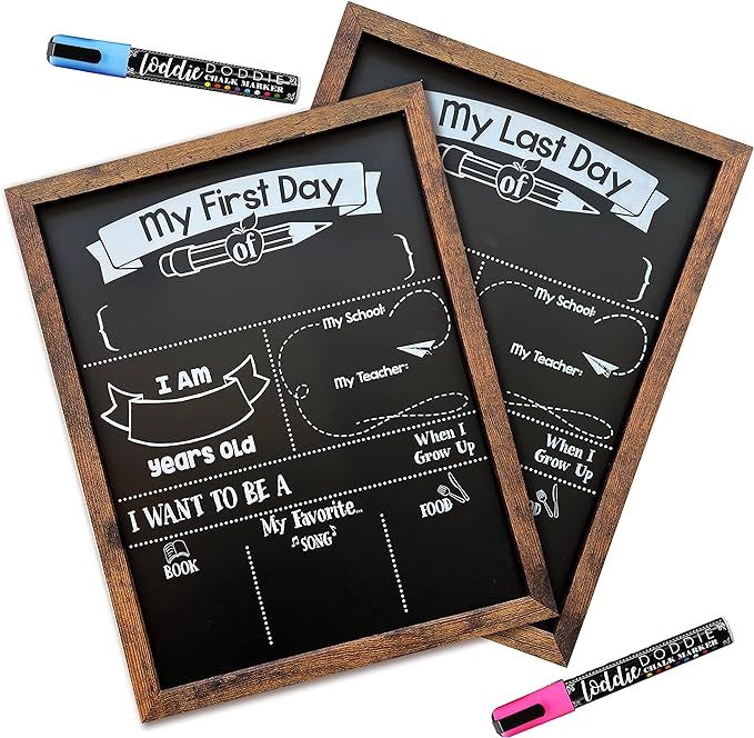 Loddie Doddie - First/Last Day of School Board Sign and Chalk Markers - 14” X 11” Double Side... | Amazon (US)