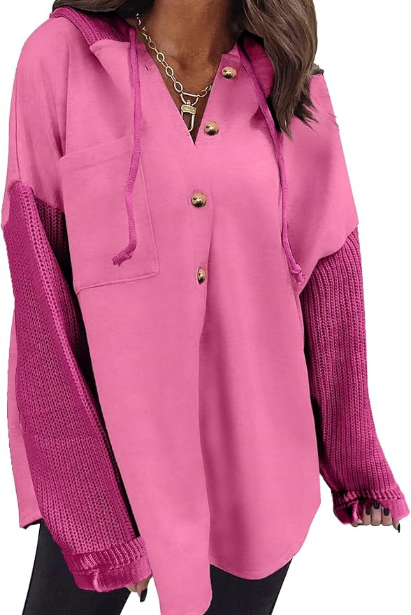 SHEWIN Oversized Sweatshirt for Women Loose Fit Casual Long Sleeve Button Hooded Sweatshirts Hood... | Amazon (US)