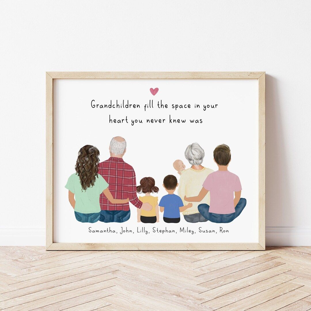 Personalized Framed Wall Art Grandparents and Children - Etsy | Etsy (US)
