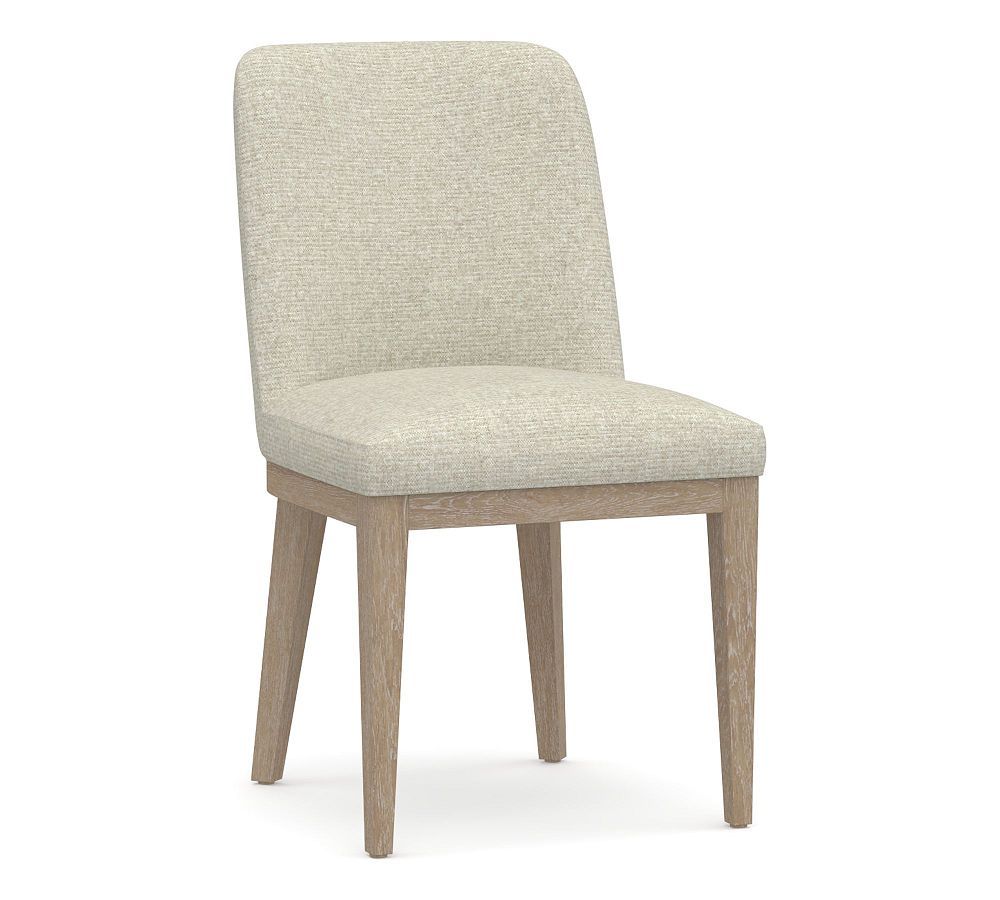 OPEN BOX: Layton  Upholstered Dining Side Chair, Seadrift Leg, Performance Heathered Basketweave ... | Pottery Barn (US)