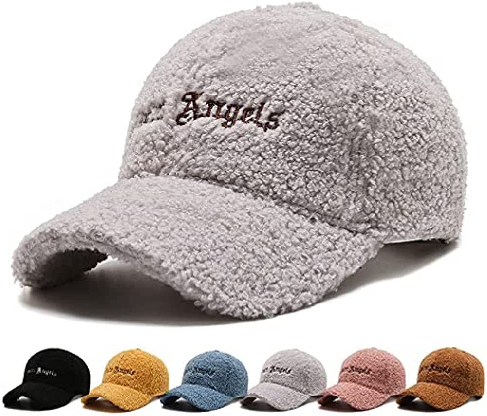 Lamb-Wool Baseball-Caps Adjustable,Teddy-Fleece Baseball Hat,Winter Hat Ponytail Hole for Women M... | Amazon (CA)