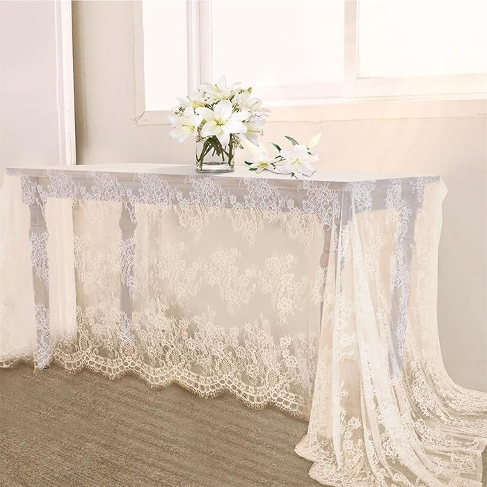B-COOL Vintage Lace Tablecloth Rectangle 60x120 Inches Long Embroidered Ivory Table Cloths for Pa... | Amazon (US)