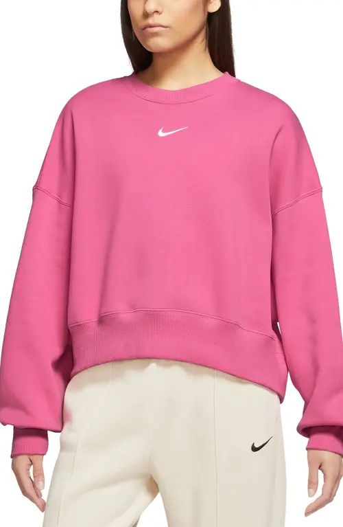 Nike Phoenix Fleece Crewneck Sweatshirt in Pinksicle/Sail at Nordstrom, Size X-Large | Nordstrom