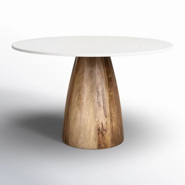 Mellonia Round Marble Top Solid Wood Base Dining Table | Wayfair North America