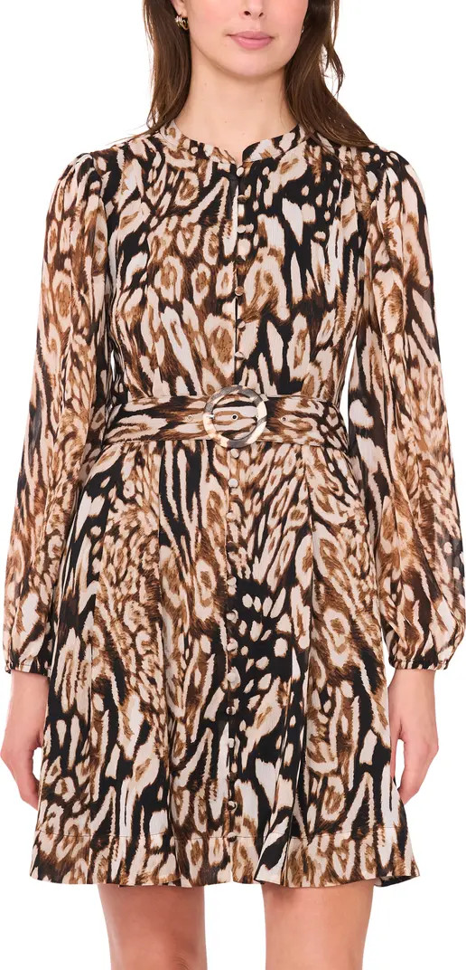 Long Sleeve Belted A-Line Dress | Nordstrom