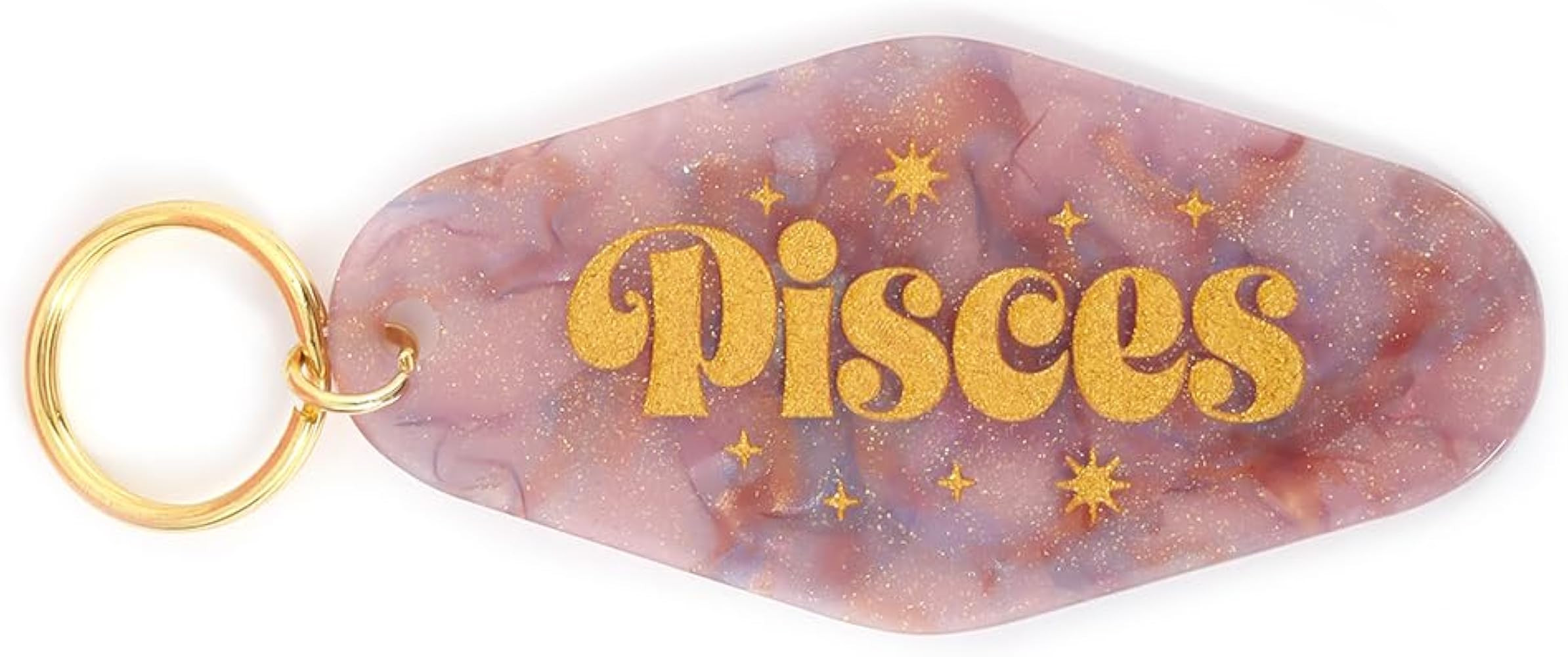 Astrological Leo Zodiac Sign Acrylic Keychain with Gold Stars | Amazon (US)