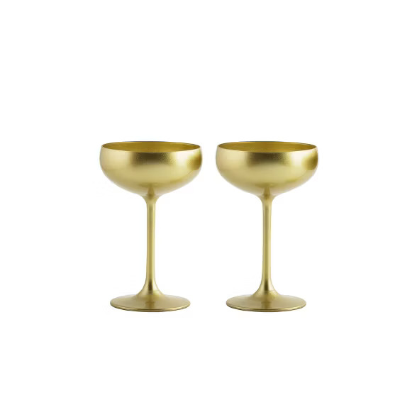 7.8oz 2pk Crystal Olympia Coupe Champagne Glasses Gold - Stoelzle | Target