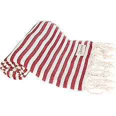Bersuse 100% Cotton Malibu Turkish Towel - 37x70 Inches, Red | Amazon (US)