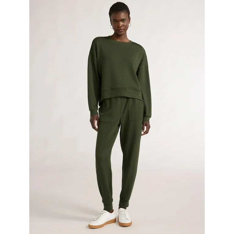 Scoop Women's Ultimate ScubaKnit Cropped Sweatshirt with Drop Sleeves, Size XS-XXL | Walmart (US)