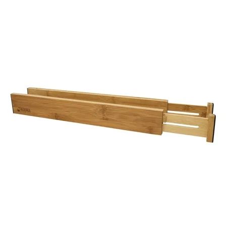 Bamboo Adjustable Drawer Divider Organizers - Spring Loaded, Stackable Perfect for Kitchen Utensils, | Walmart (US)
