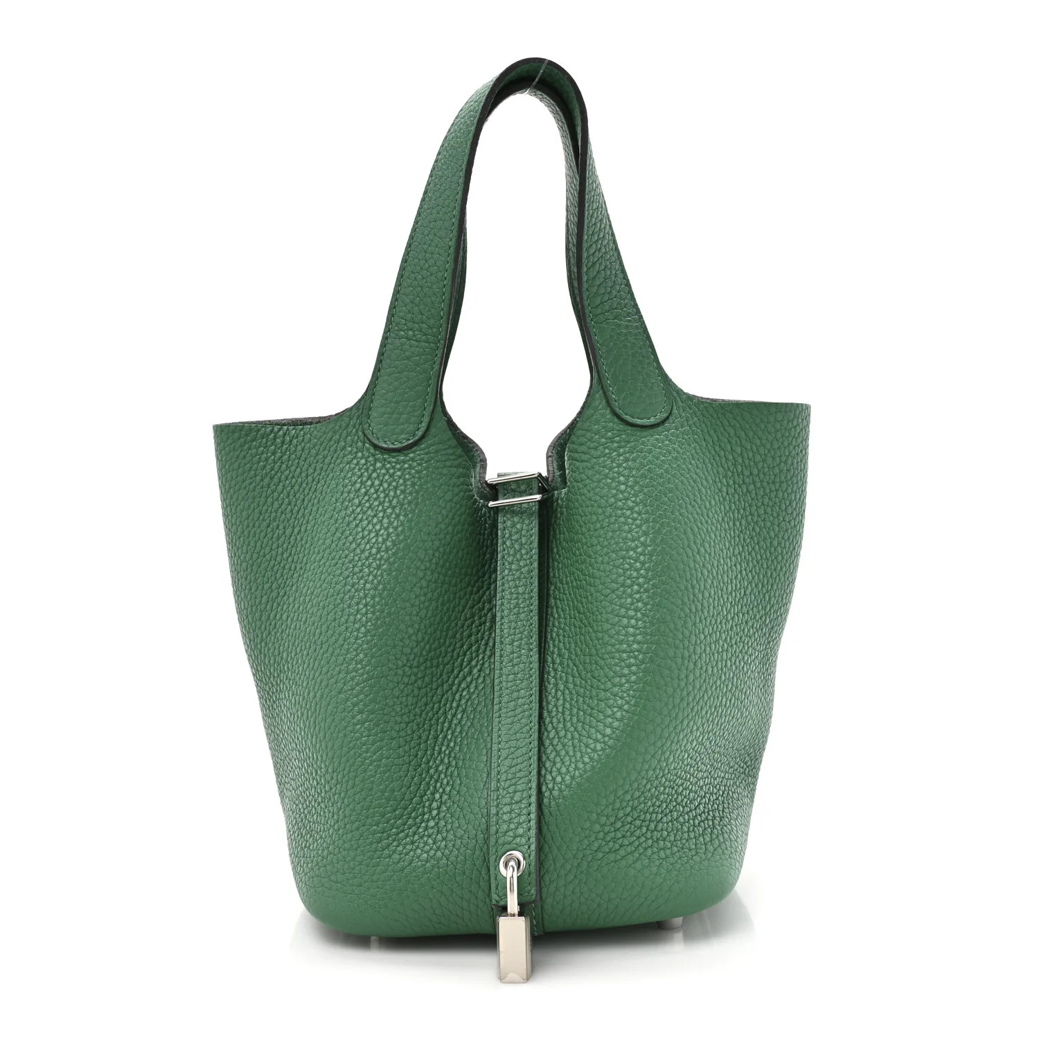Taurillon Clemence Picotin Lock 18 PM Vert Vertigo | FASHIONPHILE (US)