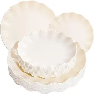LIYH 24pcs Plastic Plates Reusable,Unbreakable Dinner Plates, Salad Plates, Microwave & Dishwashe... | Amazon (US)