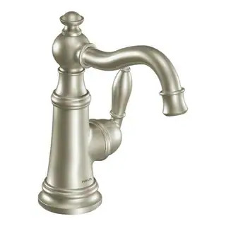 Moen Weymouth One-Handle Bathroom Faucet, Brushed Nickel (S42107BN) - Overstock - 9815796 | Bed Bath & Beyond