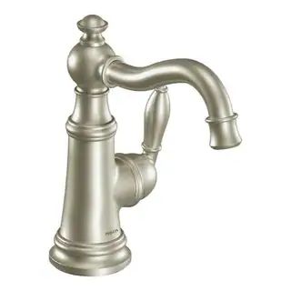 Moen Weymouth One-Handle Bathroom Faucet, Brushed Nickel (S42107BN) - Overstock - 9815796 | Bed Bath & Beyond