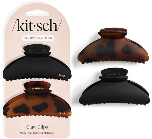 Kitsch Medium Hair Clips for Women, Strong Hold, Recycled Plastic Claw Clips for Thick Hair | Gre... | Amazon (US)