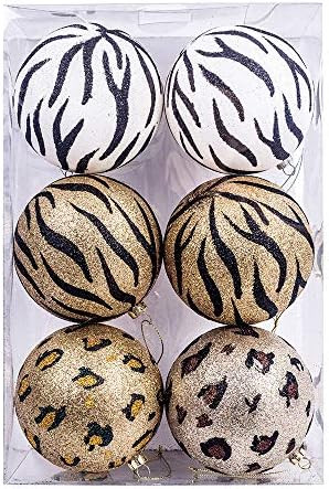 Kurt S. Adler Kurt Adler 100MM Glitter Animal Print Ball, Box of 6 Ornament, Multi | Amazon (US)