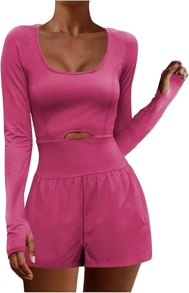 kcdigr Womens Running Onesie Workout Rompers One Piece Outfits Exercise Jumpsuits Solid Sleeveles... | Amazon (CA)