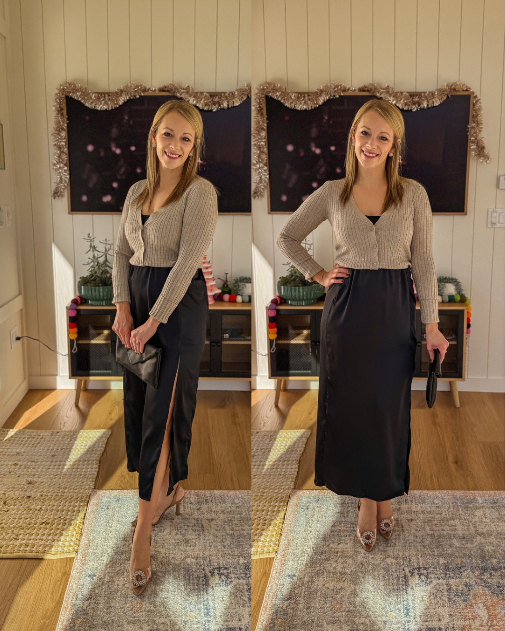 Cardigan: xs
Skirt: small 

#LTKHoliday #LTKSeasonal #LTKsalealert