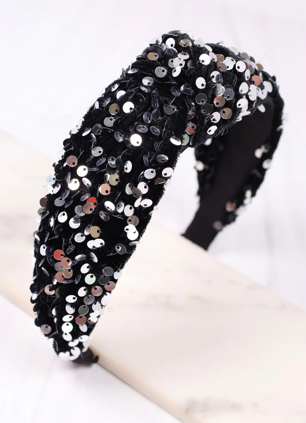 Gayle Sequin Headband SILVER | Caroline Hill