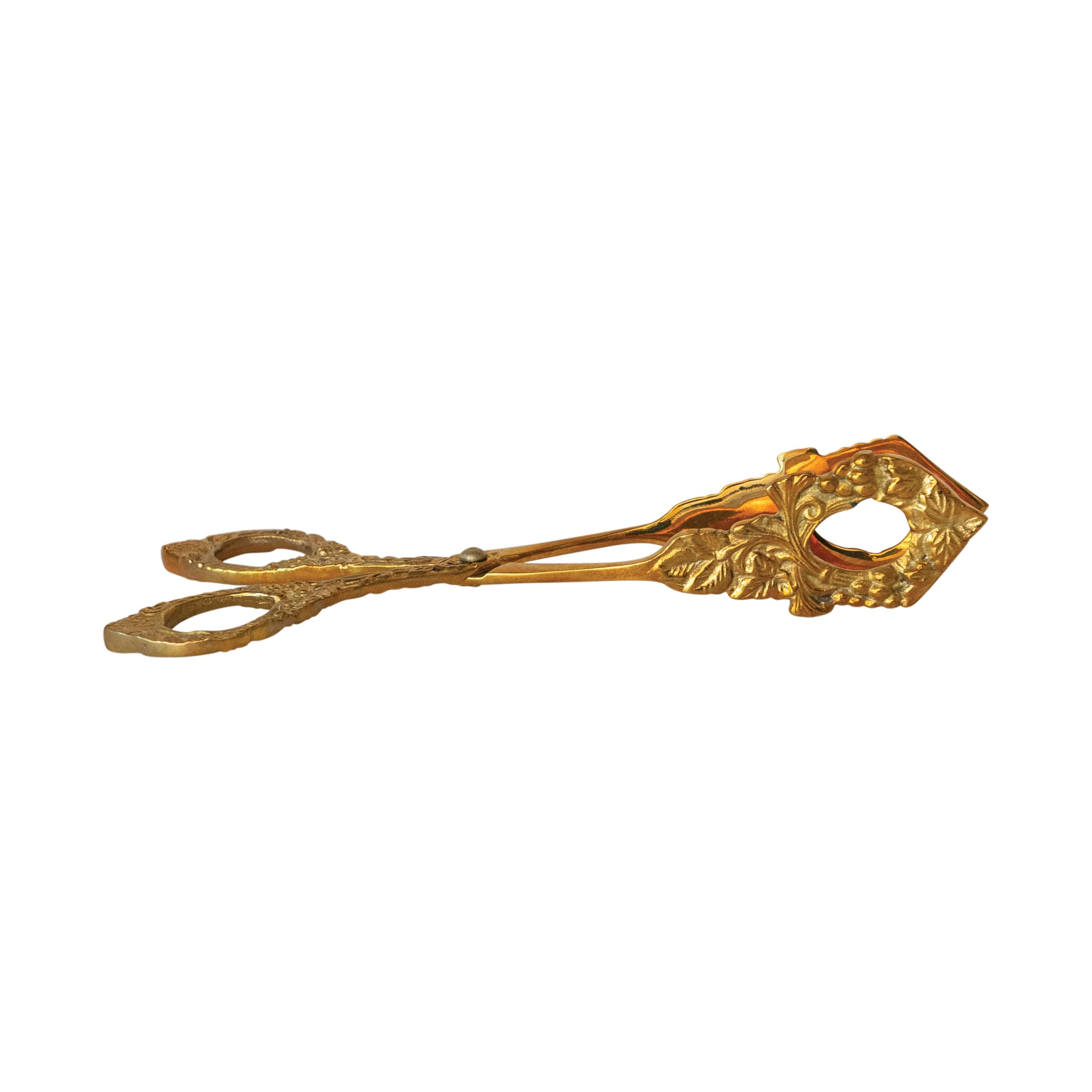 Creative Co-Op Embossed Brass Grape Vine Shaped Kitchen Tongs, Natural, Medium, Gold | Amazon (US)