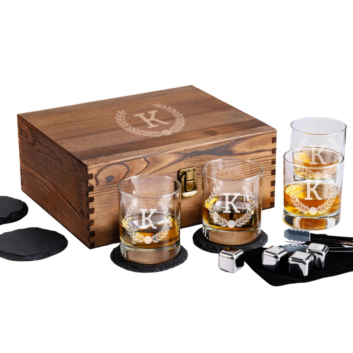 Froolu Customized Whiskey Gifts for Men - Personalized Scotch Glass Gift Set with Box - Engraved ... | Amazon (US)