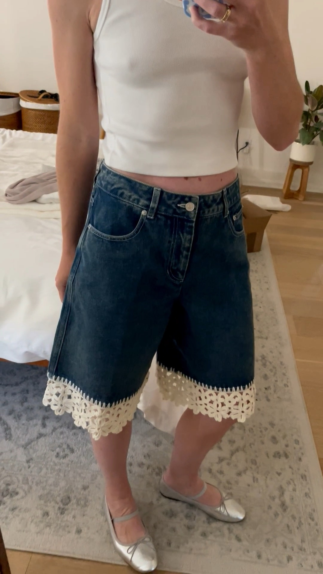 Experimenting with longer shorts and loved the look of these from SEA NY. The crochet hem brings a feminine touch to a more masculine silhouette. Sadly these were too big for me (wearing a size 4) and I wasn’t sure they’d be an item
I’d reach for in my closet, but they’re much cuter in person!