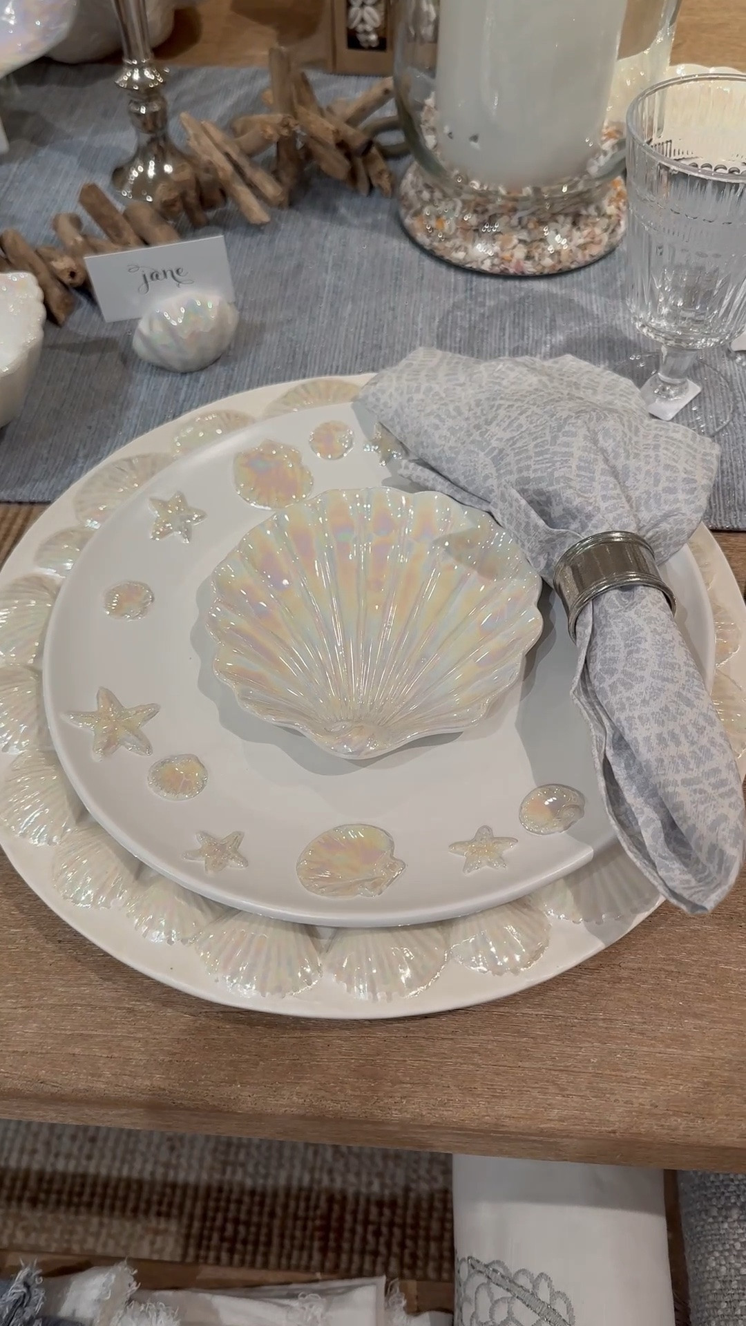 Beautiful coastal tabletop decor, place setting, home entertaining, table setting

#LTKHome #LTKdayinmylife #LTKSeasonal