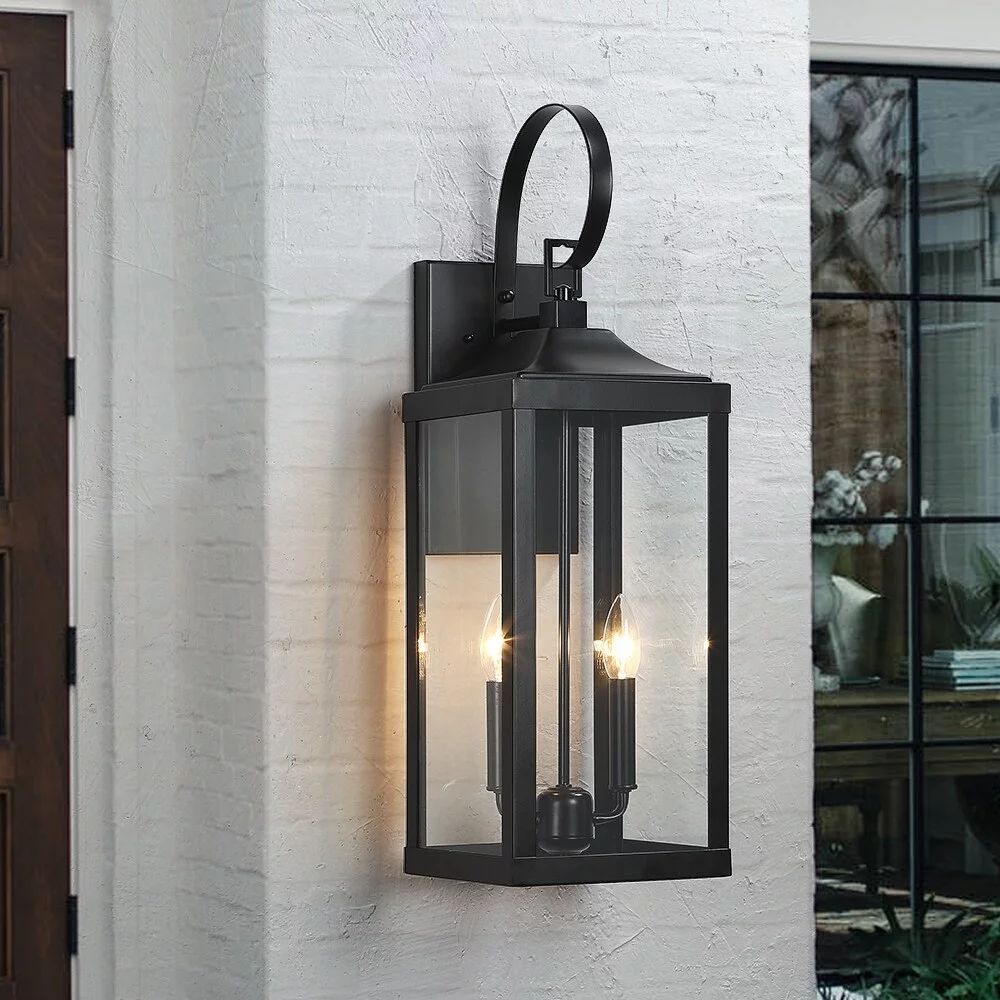 TRUE FINE 25.7"H 2-Light Large Outdoor Black Exterior Wall Lantern Sconce Light | Walmart (US)