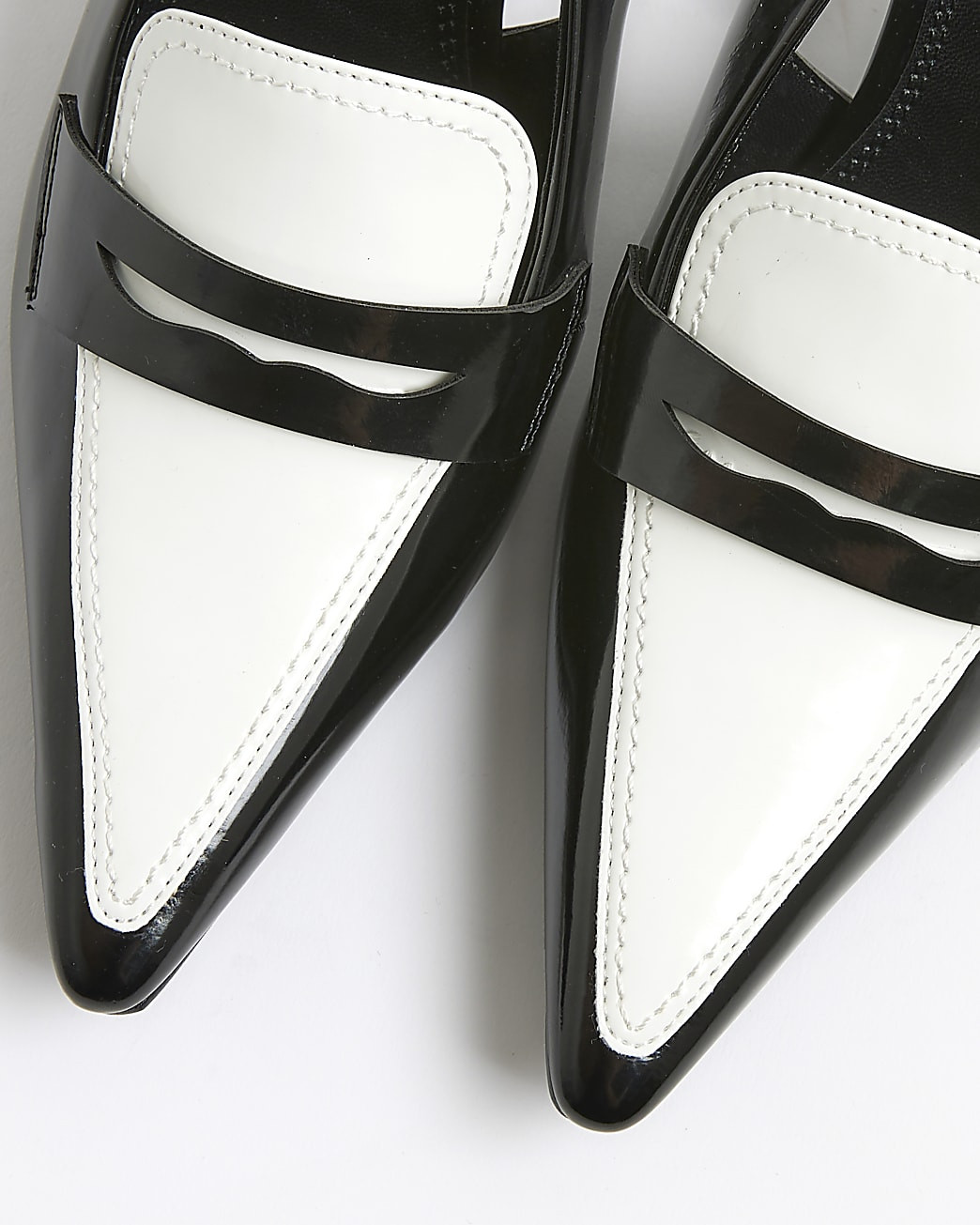 Black Monochrome Slingback Pointed Heels | River Island UK & IE